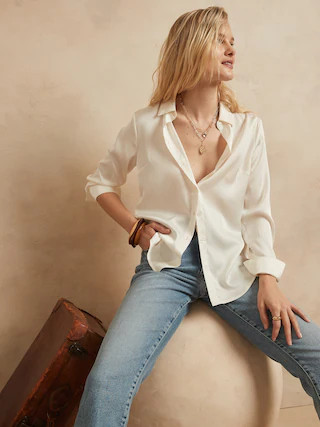 Satin Classic Shirt | Banana Republic Factory