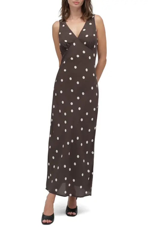 Favorite Daughter The Anyday Anytime Sleeveless Maxi Dress in Espresso Polka Dot at Nordstrom, Size 0 | Nordstrom