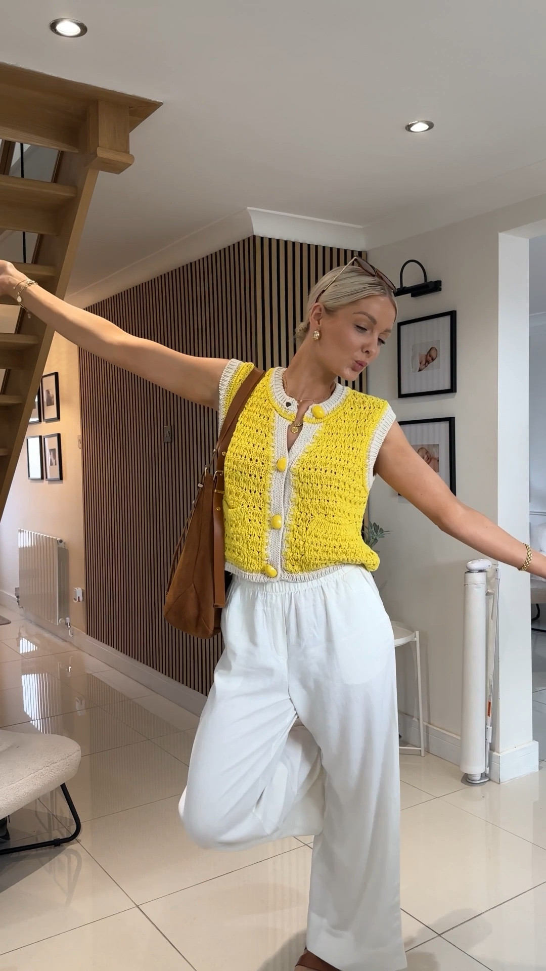 NEW OUTFIT SERIES ALERT ✨ 7 days of non-mumsy summer outfit ideas WITHOUT dresses, because as much as I do love dresses on other girlies I’m just not a HUGE dress kinda gal 🤷🏼‍♀️ give me co-ords, wide leg trousers and midaxi skirts anyday 👌🏻 

I am OBSESSED with this new yellow Zara knit vest, such a cute smart but casual kinda vibe and then I just love it styled with some linen blend wide leg trousers, tan sandals and tan oversized suede look bag ✨ oh and of course a stack of my fave gold jewellery 💁🏼‍♀️ 

#LTKstyletip #LTKuk #LTKsummer
