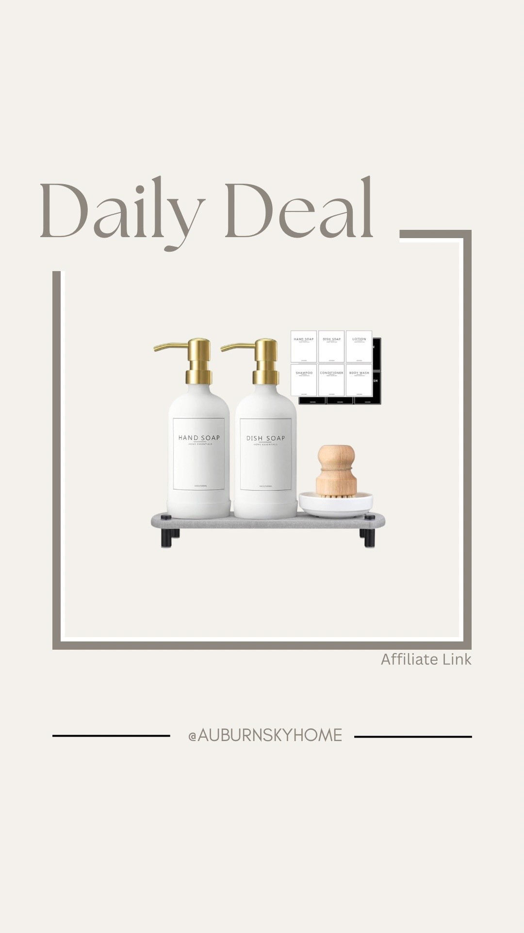 This is such a great deal - this hand and dish soap dispensers come as the entire set - including the brush dish, stand and labels! 

#LTKFindsUnder50 #LTKHome #LTKSaleAlert