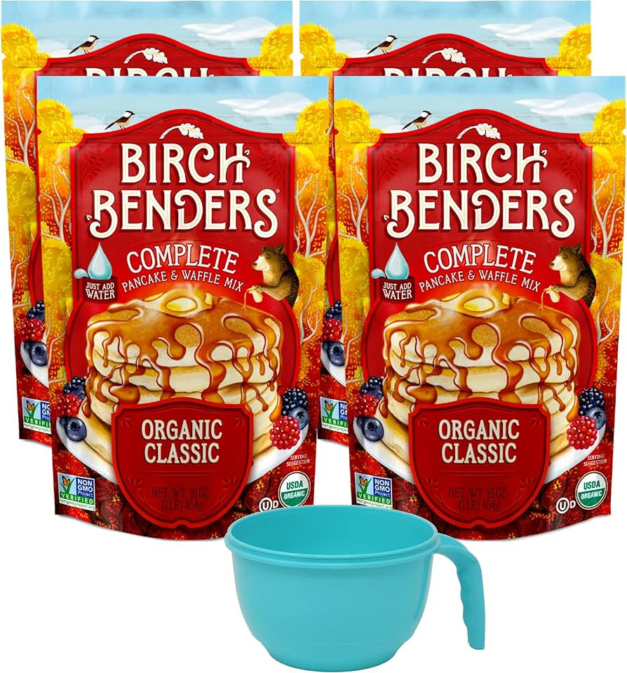 Birch Benders Organic Classic Pancake & Waffle Mix, 16 Ounce (Pack of 4) with Mixing Bowl | Amazon (US)