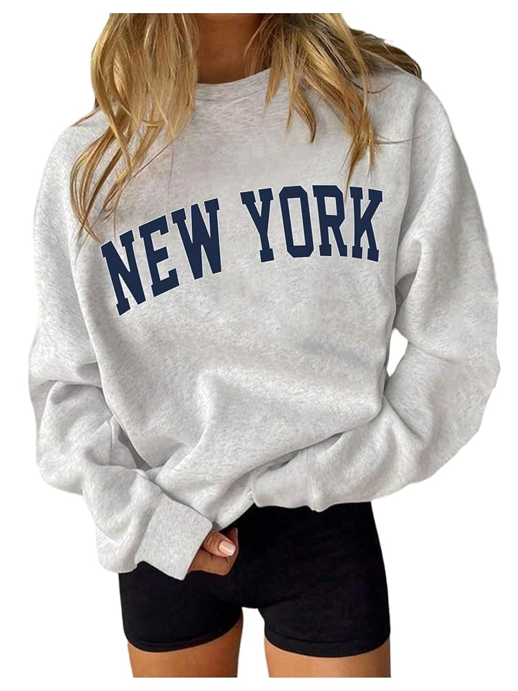 Verdusa Women's Letter Print Crewneck Sweatshirts Streetwear Casual Loose Pullover Tops | Amazon (US)