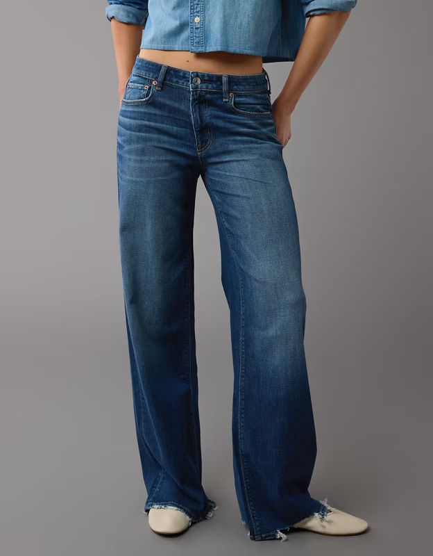 AE Dreamy Drape Stretch Low-Rise Baggy Wide-Leg Jean | American Eagle Outfitters (US & CA)