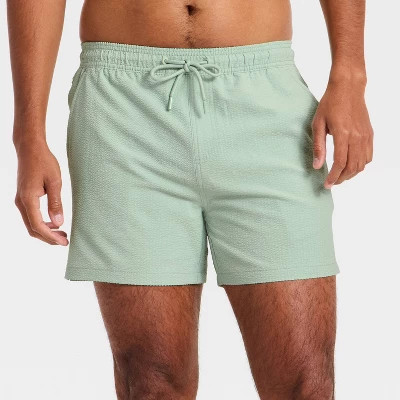 Men's 5'' Swim Trunks with Boxer Brief Liner - Goodfellow & Co™ Coral Orange Striped M | Target