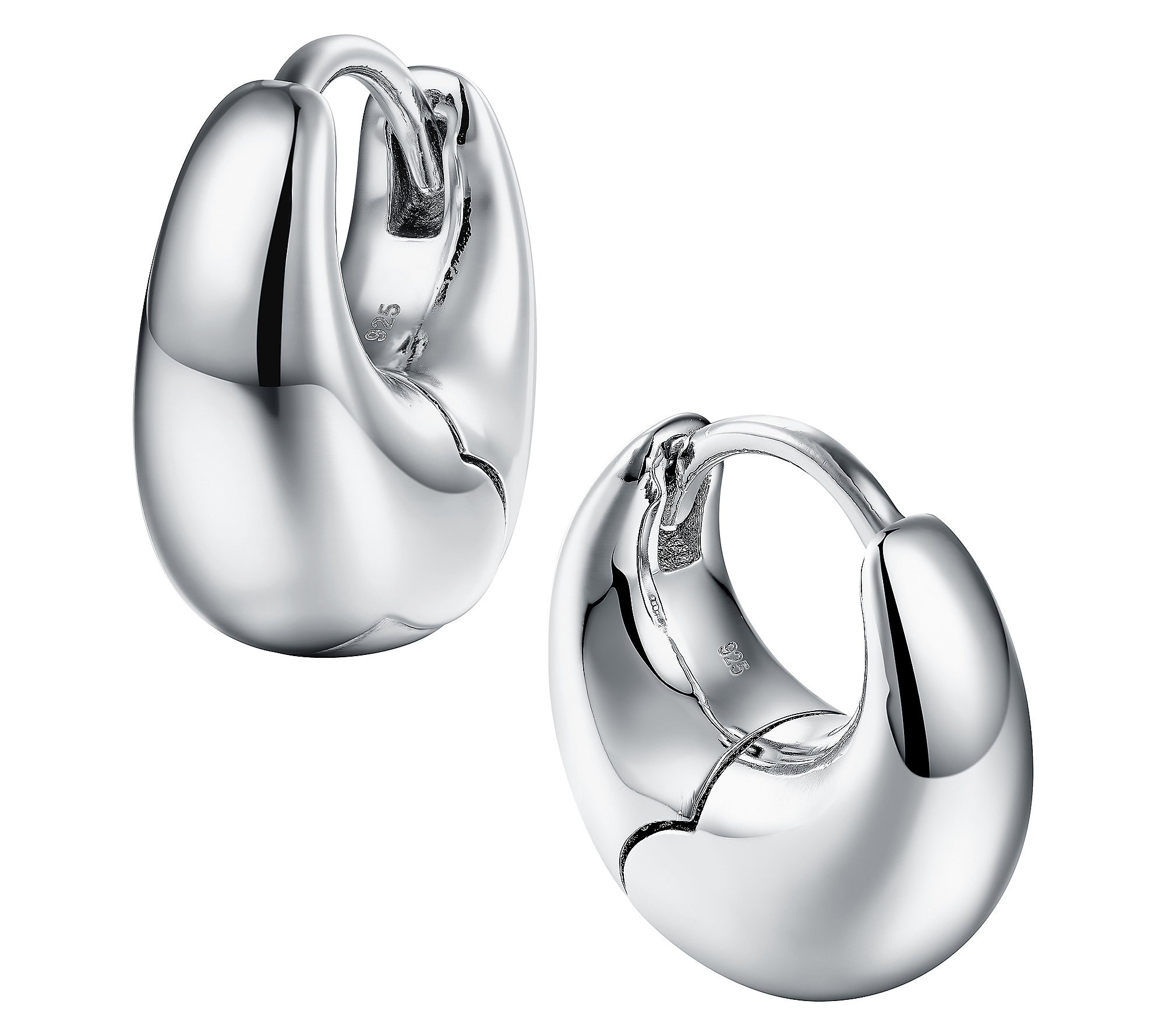 Silver Style Chunky Mini Huggie Hoop Earrings, terling | QVC