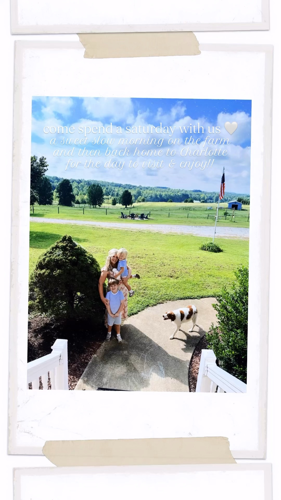 a  h a p p y  l i t t l e  s a t u r d a y  i n d e e d 🌞🎞️🥣🥞🐶🪿🚙👶🏼🏡💦🍔🍽️🌸🪻🌼 #happysaturday #saturdayfun #familytime #homesweethome #lateaugustdays 

It was a homemade 🥣 sweet potato 🍠 pancakes 🥞 kind of mornin’ around here!! 😋 Oh and “Doggie 🐶 and Goosie” 🪿 got their own little mini pancakes, too!! 🤭🥰 Oh how I love the magic 🪄 of childhood!!! 🫶🏽😍 And nothin’ we love more than waking up to beautiful blue skies 🩵☁️ out here on the farm with this view!!! ☀️🥰

And we’ve been soaking up every last bit of sweet summertime 🌞 around here and headed back home sweet home 🏡 to the Queen 👑 City 🏙️ for the day to hang with my sweet daddy (my mom is out of town with my aunt 🫶🏽) and went to our favorite local lunch spot 🍔 (@providenceroadsundries ofcourse!!) and spent the rest of the day out by the pool at my parents’ house!! 🏠💦 

Andddd my sweet daddy (their “Papaw” 🥰) watched the babies 👶🏼 so mama and daddy could go on a date night 🍽️ to the country club!!! 😍 What an all around perfect day and can’t think of a better way to end it than good food 😋 and conversation 😘 with my honey!!! 🍯 I’m one happy happy girl 🌸 with this man by my side!!! 🫶🏽