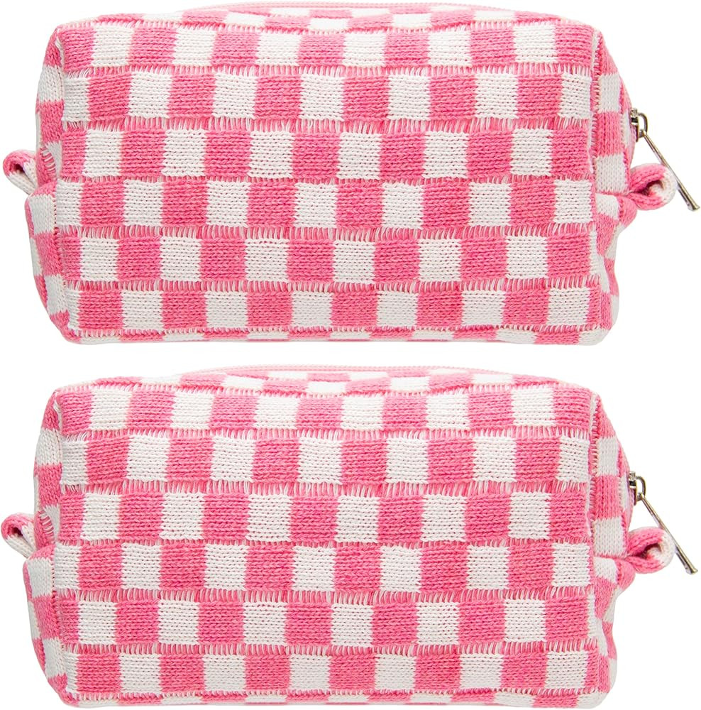 PAZIMIIK Checkered Makeup Bag for Purse Portable Zipper Make Up Pouch Small Cosmetic Case for Tra... | Amazon (US)