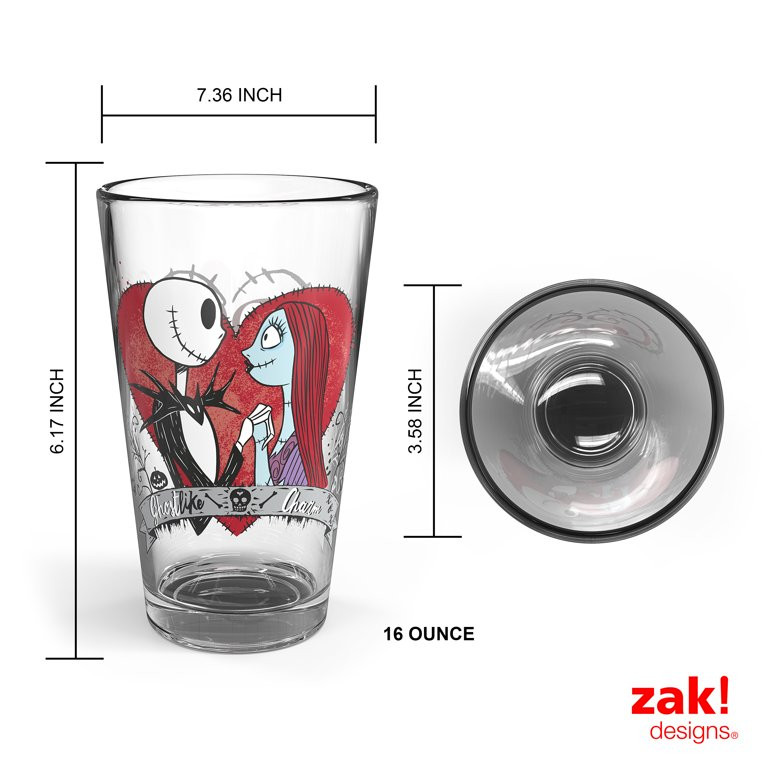 Zak Designs The Nightmare Before Christmas 16 Ounce Valentine Pint Glasses, Jack the Pumpkin King... | Walmart (US)