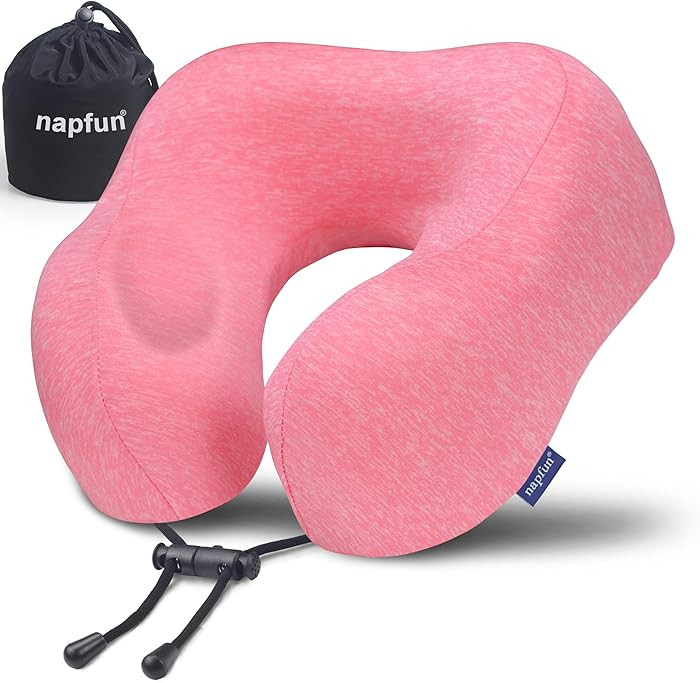 napfun Neck Pillow for Traveling, Upgraded Travel Neck Pillow for Airplane 100% Pure Memory Foam ... | Amazon (US)
