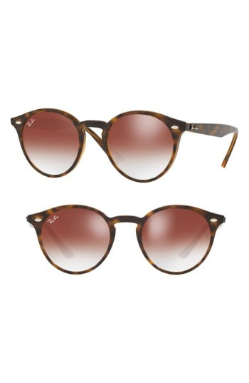 Women's Ray-Ban Highstreet 51Mm Round Sunglasses - Red Gradient Mirror | Nordstrom