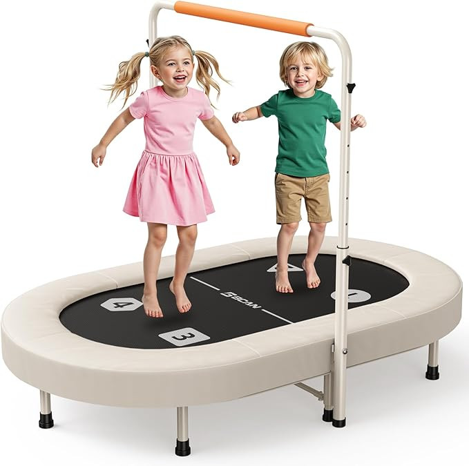 BCAN 56IN 2-Person Kids Trampoline, Safe-Elastic Band Foldable Frame Trampoline for Kids 1-8, AST... | Amazon (US)