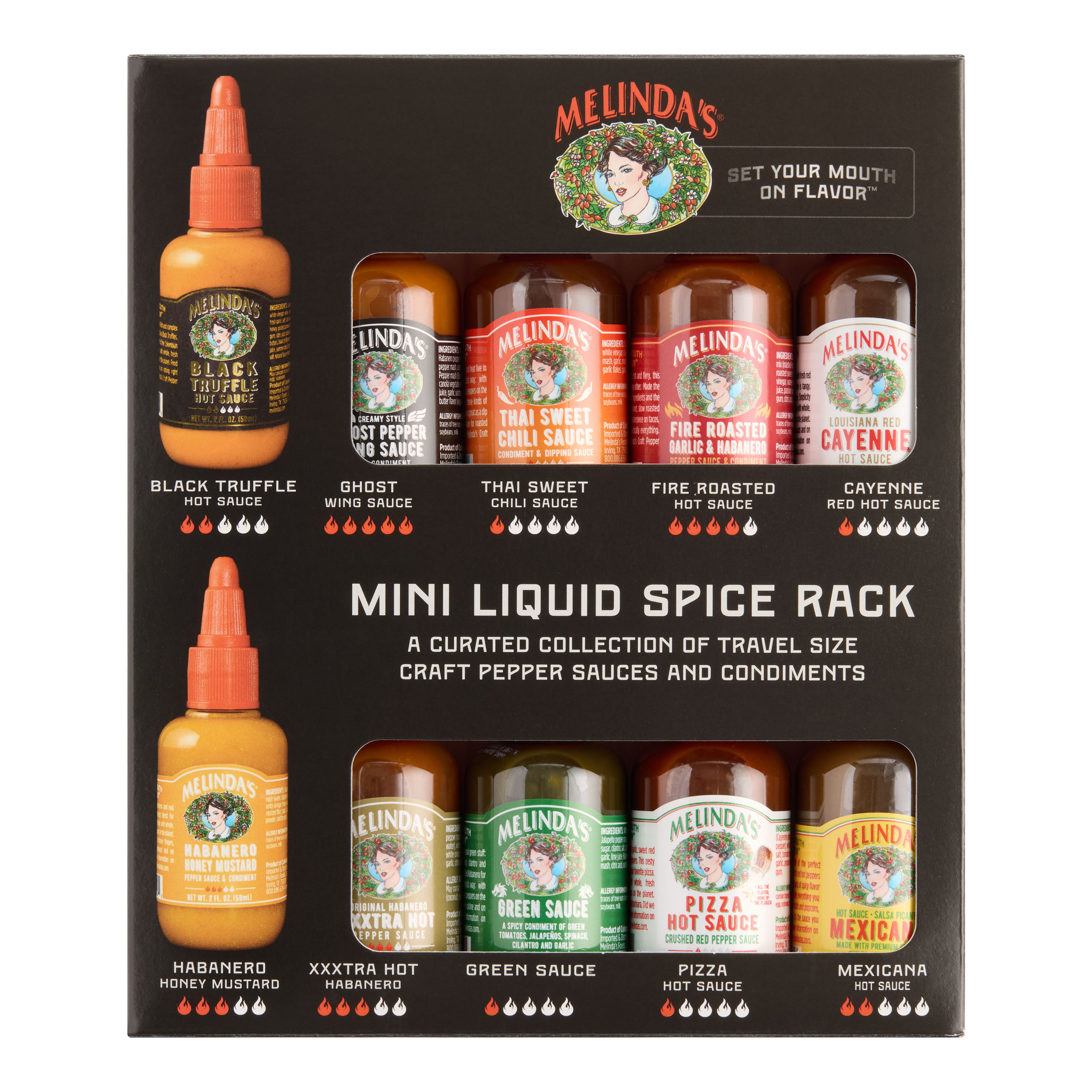 Melinda's Mini Liquid Spice Rack Hot Sauce Gift Set 10 Pack | World Market