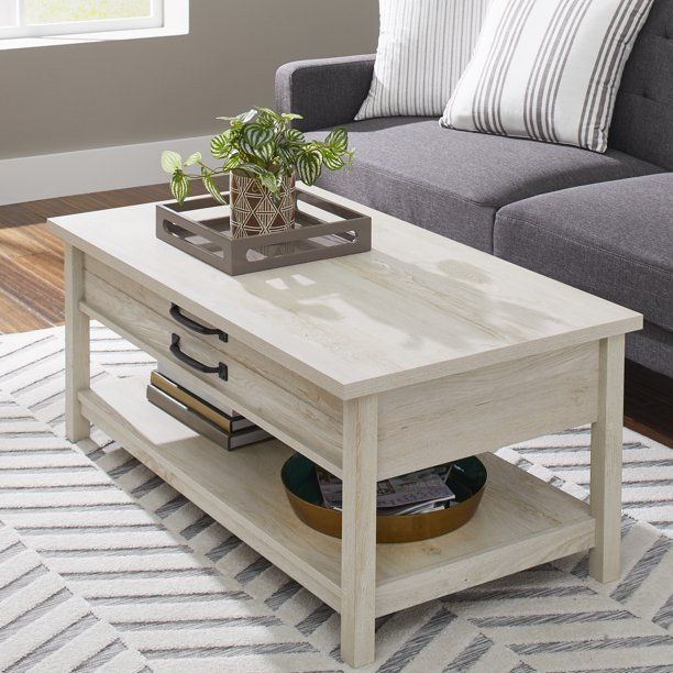 Better Homes & Gardens Modern Farmhouse Lift Top Coffee Table, Rustic White Finish | Walmart (US)