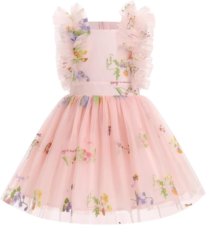 Kids Girls Confetti Birthday Princess Dress Ruffle Sleeve Boho Cake Smash Photo Shoot Outfit 3-10... | Amazon (US)