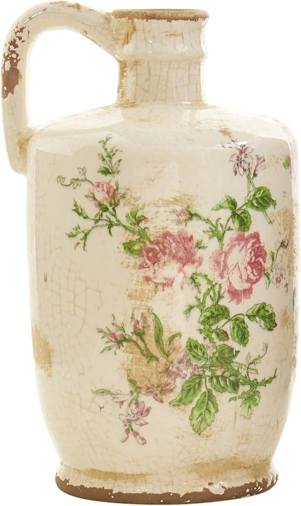 Nearly Natural 10in. Tuscan Ceramic Floral Print Pitcher | Amazon (US)