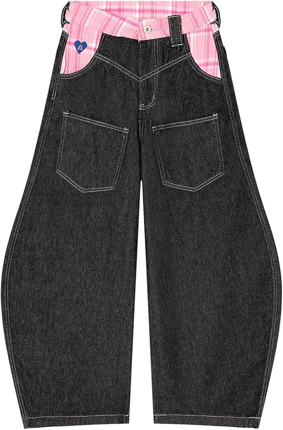 Aelfric Eden Plaid Baggy Barrel Jeans Wide Leg Pants for Women Men Casual Lantern Unisex Streetwe... | Amazon (US)