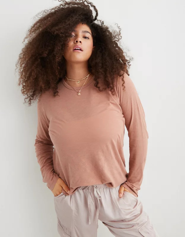 Aerie Long Sleeve Crewneck T-Shirt | Aerie
