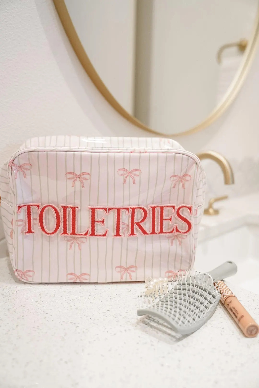 Toiletries - Pink Ribbons Clear Coat XL Bag - Etsy | Etsy (US)