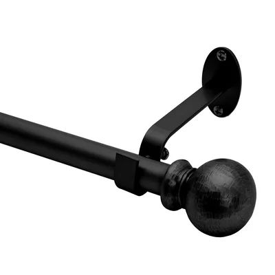 Gwyn Ball Single Curtain Rod Winston Porter Size: 86"-120" W, Finish: Wrought Iron | Wayfair North America