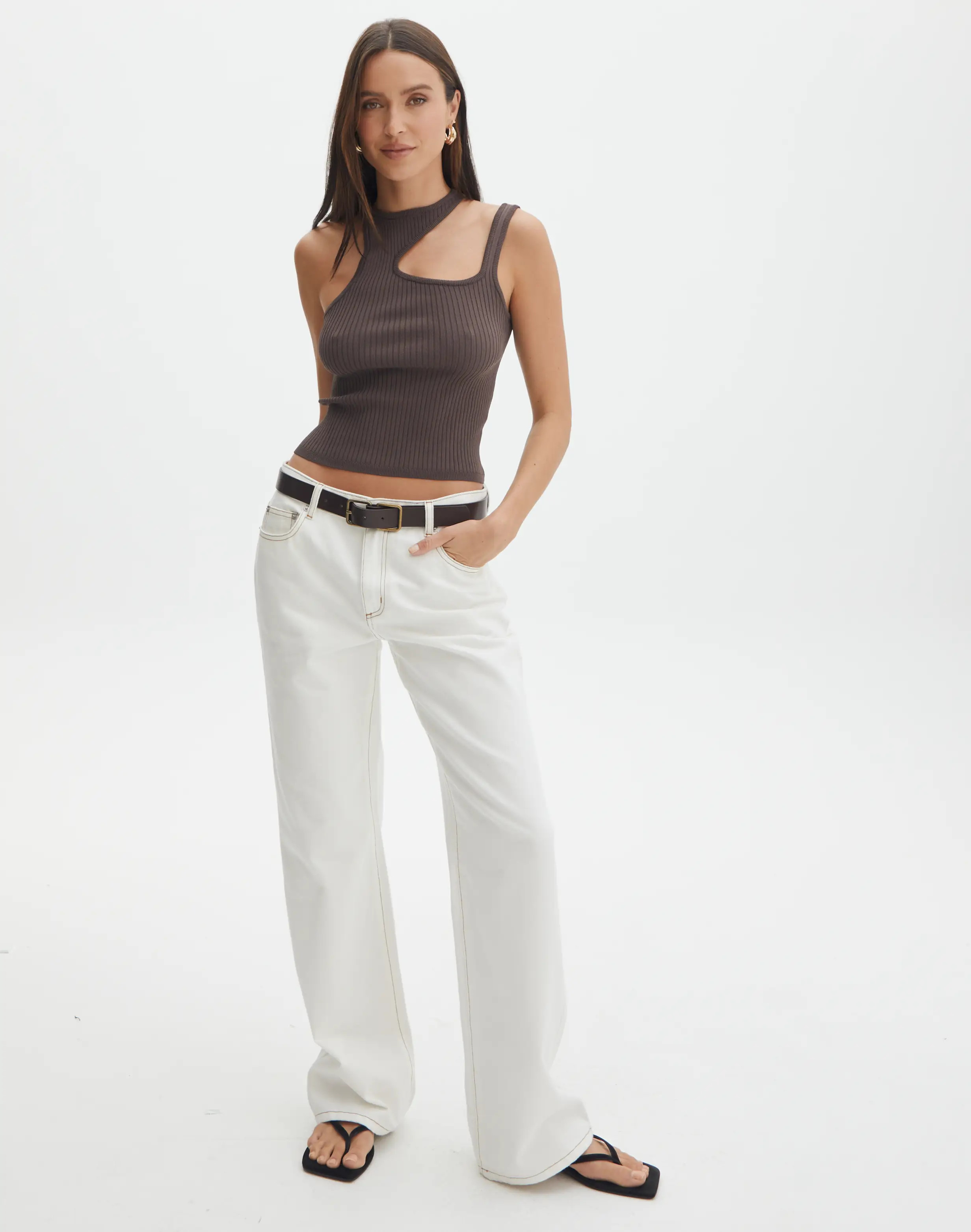 Double Buckle Belt in Brown/gold Brass | Glassons | Glassons (Australia)