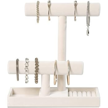 ByKen Multi-Functional 2 Tier Jewelry Holder,Necklace Bracelet Holder with Earrings Rings Tray,Je... | Amazon (US)
