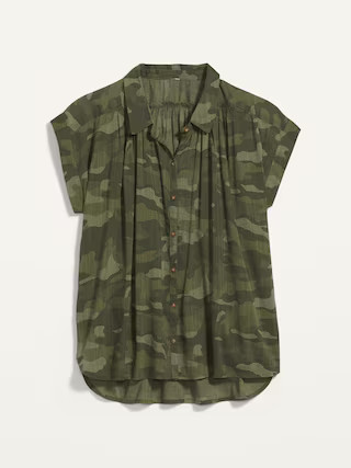 Oversized Camo Short-Sleeve Shirt for Women | Old Navy (US)