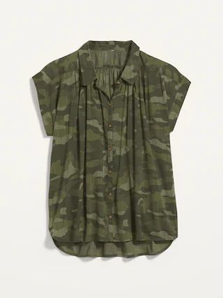 Oversized Camo Short-Sleeve Shirt for Women | Old Navy (US)