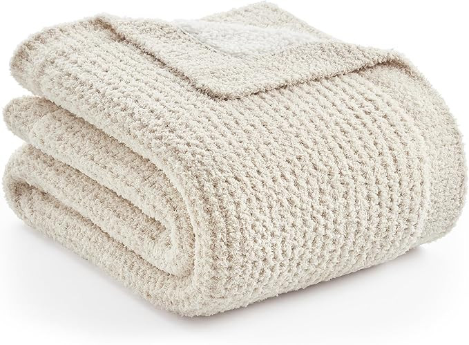 Snuggle Sac Sherpa Fleece Cream Throw Blanket for Couch 50" x 60", Warm Thick Cream Blankets for ... | Amazon (US)