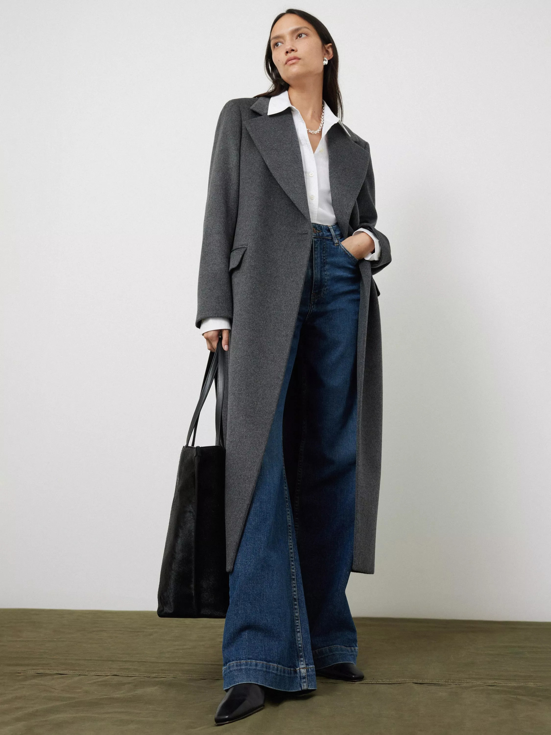 JigsawWool Maxi City Coat, Charcoal, 6 | John Lewis (UK)
