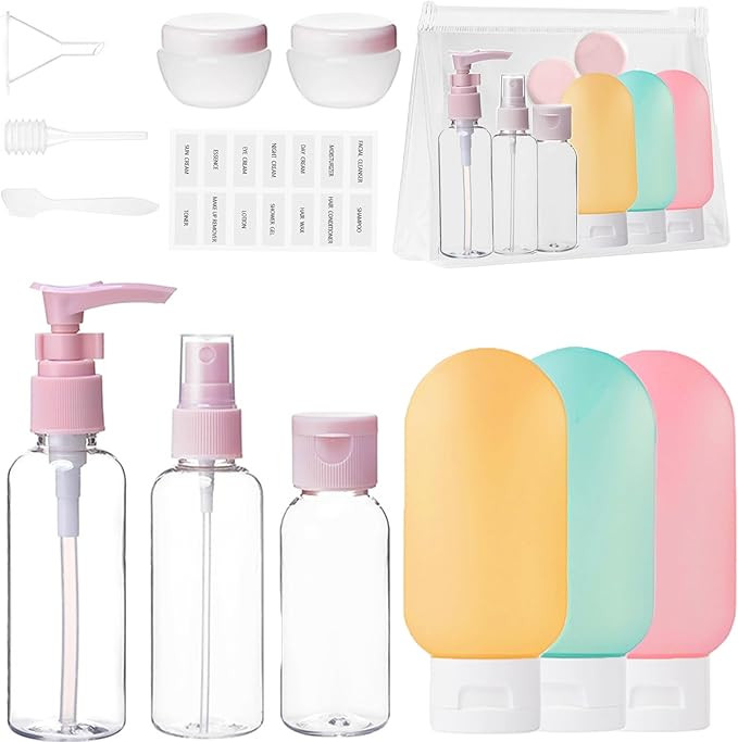 Travel Bottles for Toiletries - 13Pack Travel Toiletries - Leak Proof Refillable Squeezable Conta... | Amazon (UK)