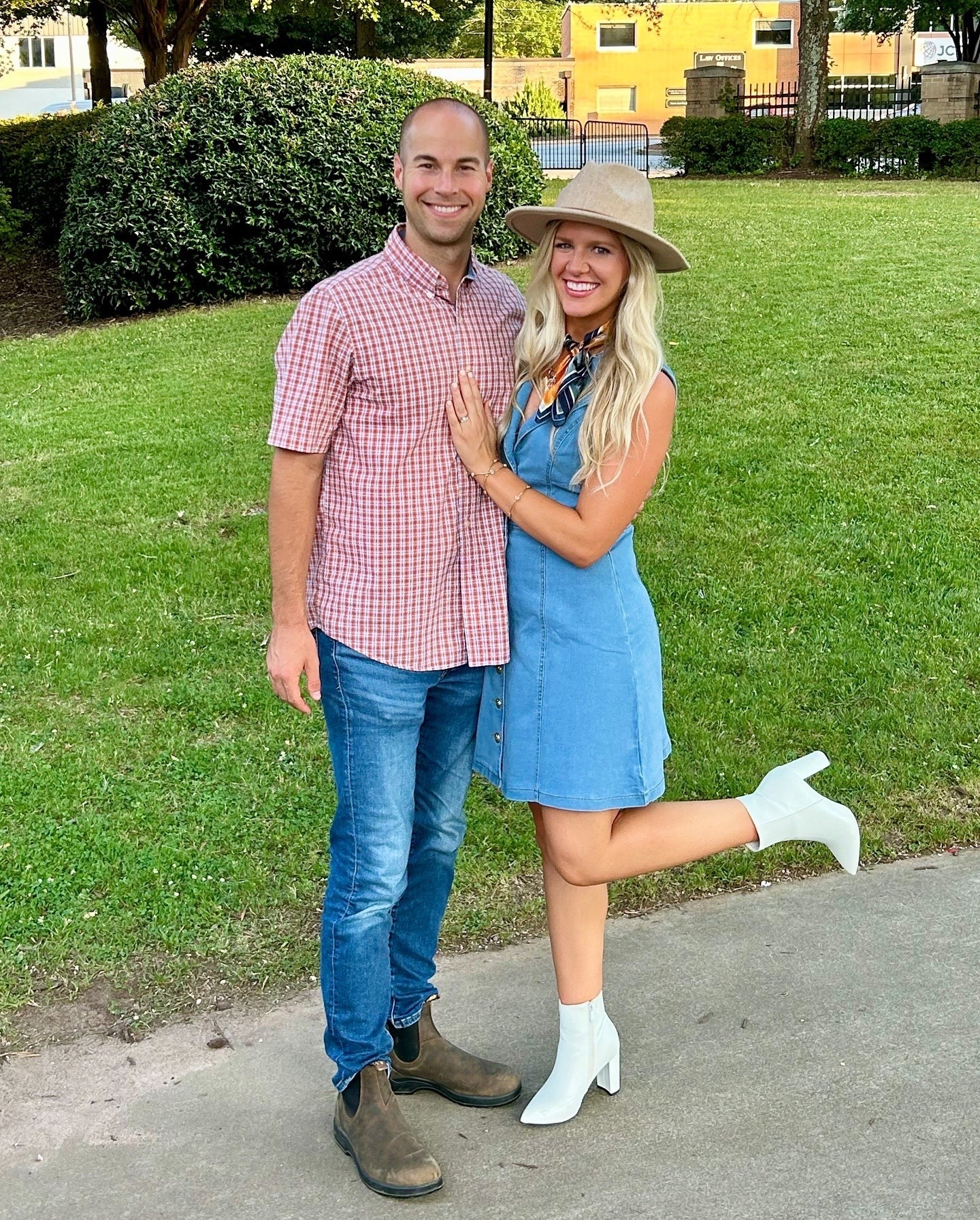 Country concert outfit! Denim dress with gold buttons // scarf // white boots 🤍

#LTKStyleTip #LTKPetite #LTKBeauty