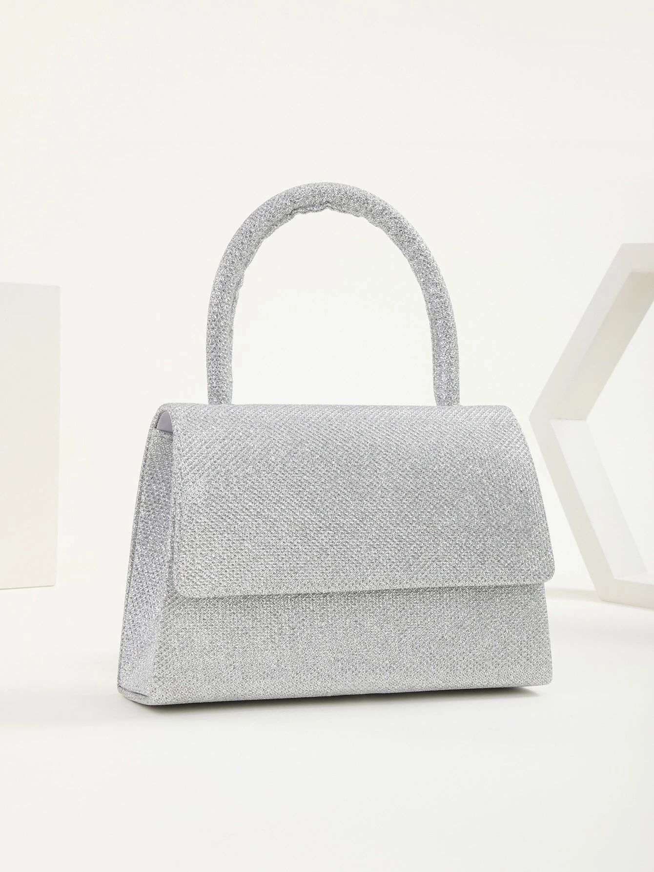 Minimalist Glitter Flap Square Bag | SHEIN