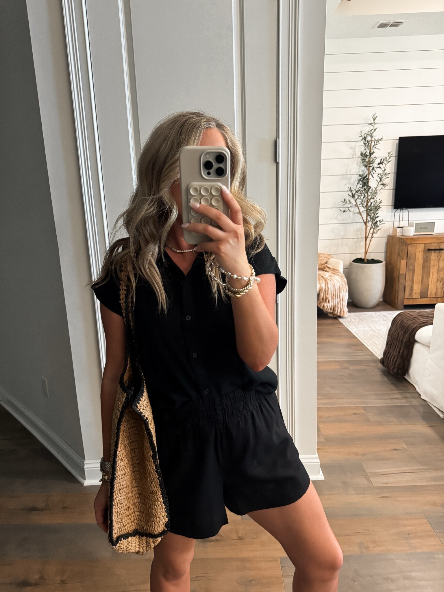 Target fashion target finds spring outfit summer outfit linen set black size medium size medium linen shorts straw bag