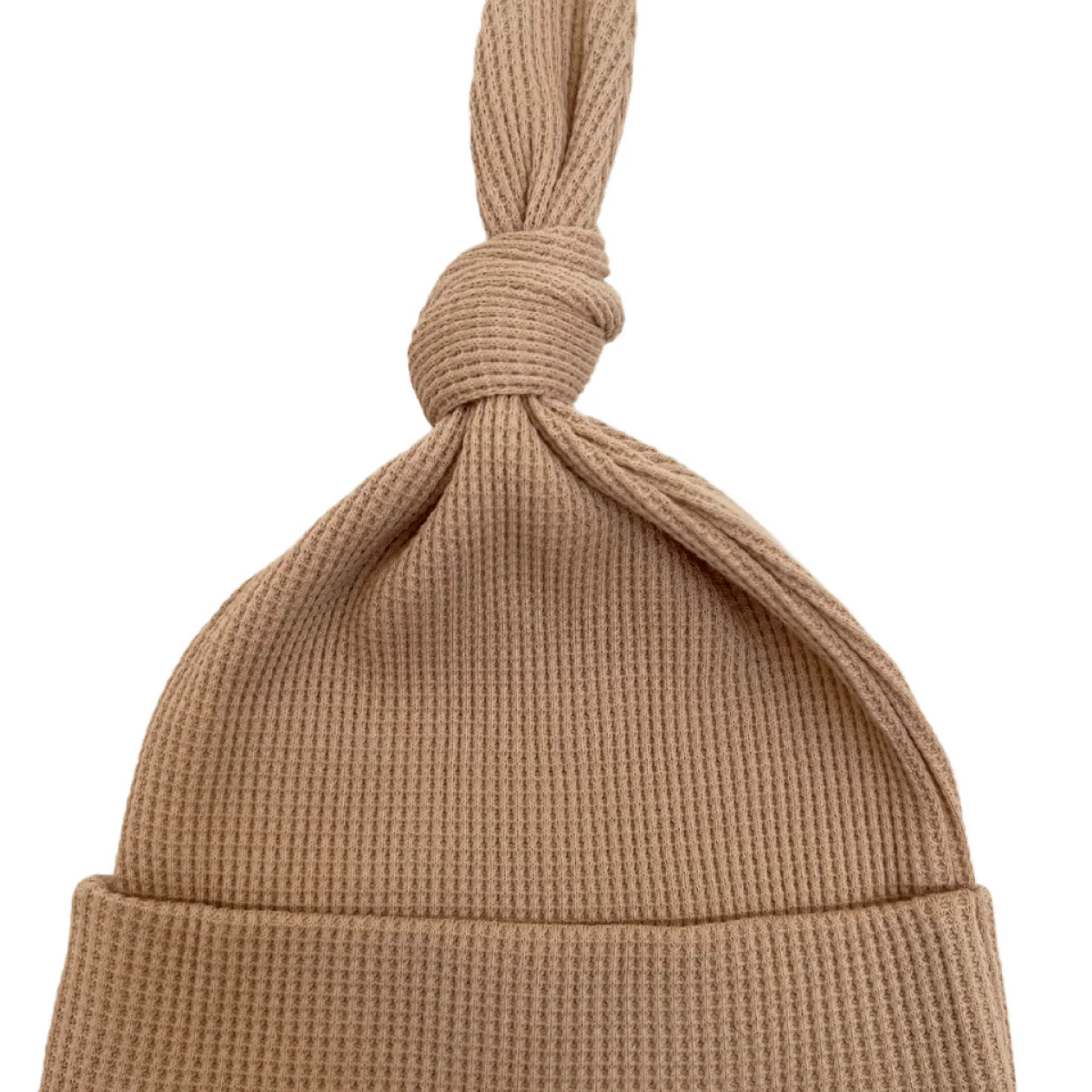 Organic Waffle Knot Beanie, Tan | SpearmintLOVE