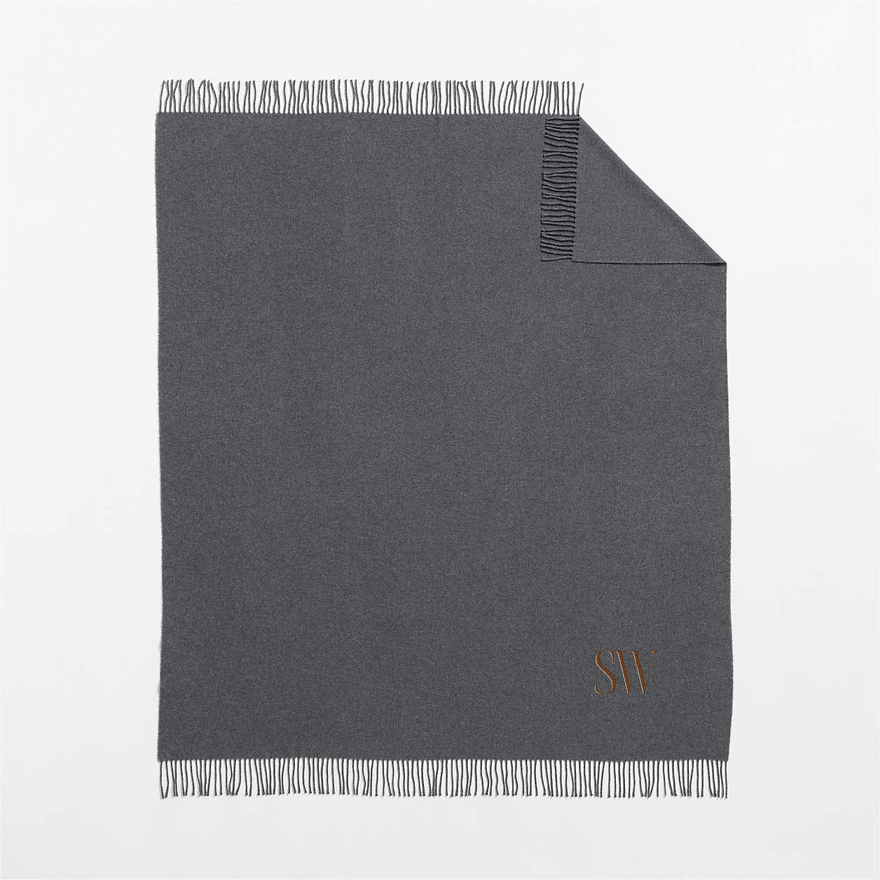 Italian 70"x55" Wool Grey Throw Blanket | Crate & Barrel | Crate & Barrel