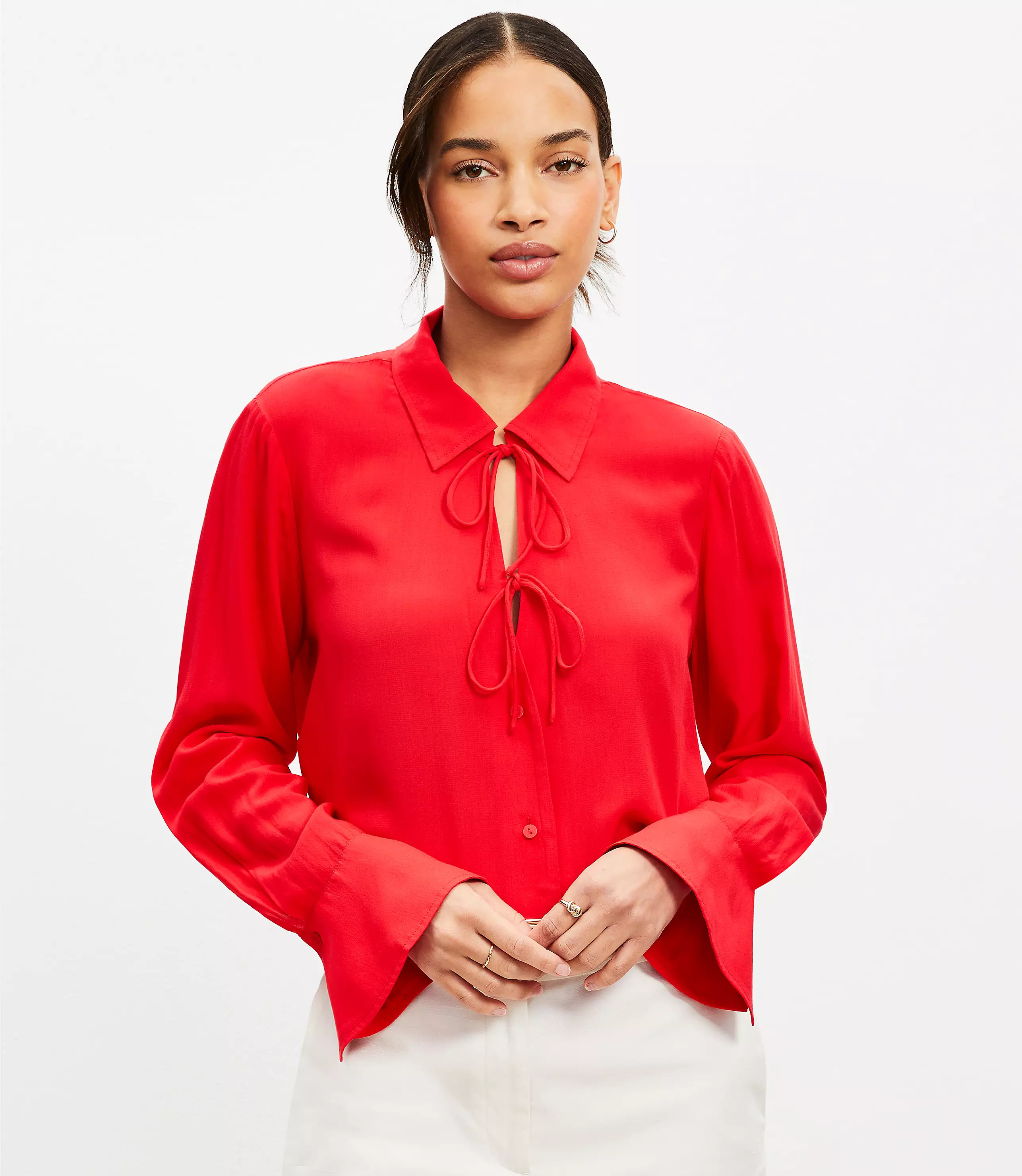 Double Tie Collared Shirt | LOFT