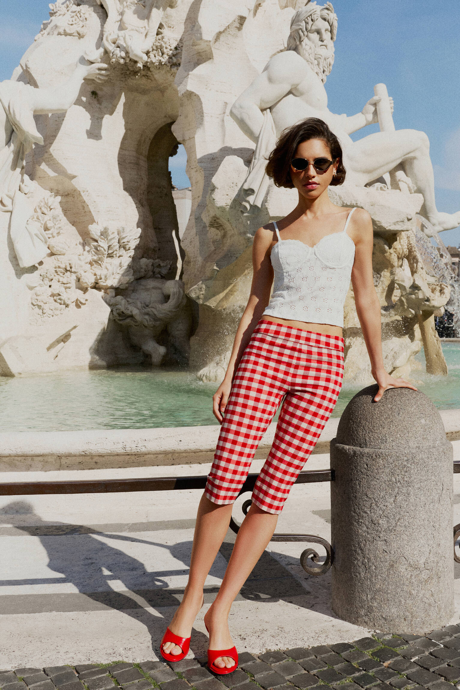 Gingham check capris | Pull&Bear United Kingdom | PULL and BEAR UK