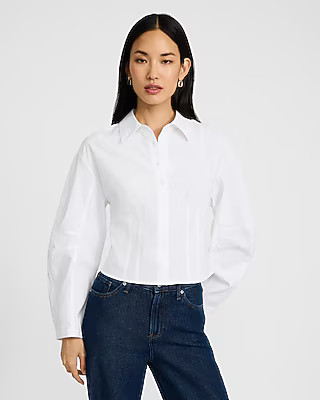 Seamed Barrel Sleeve Shirt | Express