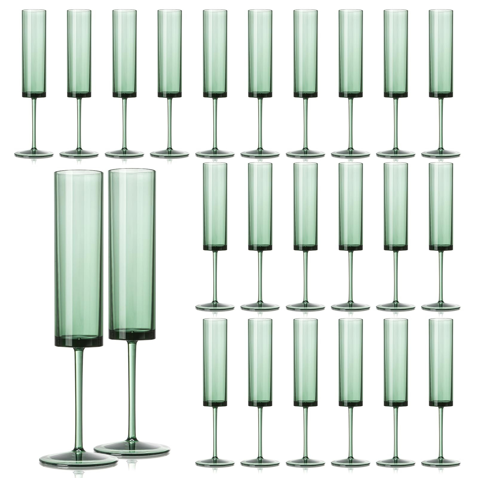 24 Pack Acrylic Dark Green Wine Glasses Green champagne glasses Champagne Flutes Sparkling Wine G... | Amazon (US)