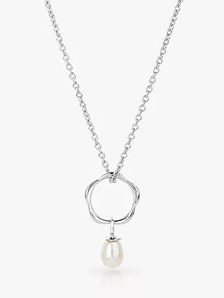 Claudia Bradby Dream Catcher Freshwater Pearl Pendant Necklace, Silver | John Lewis UK