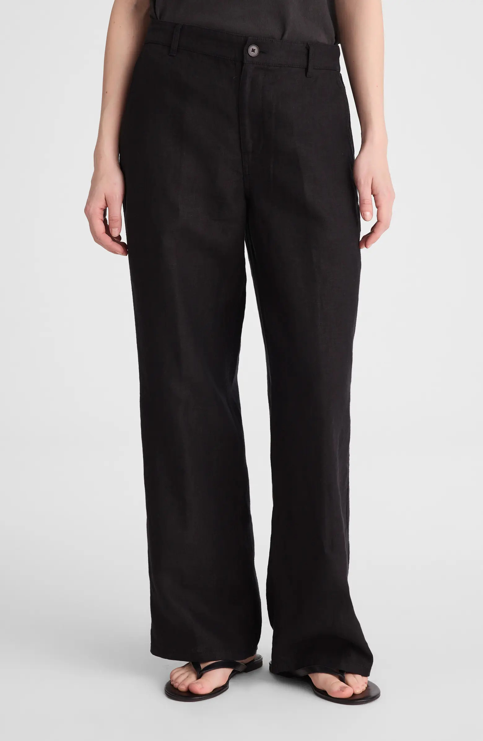 Zoe Relaxed Straight Leg Linen Pants | Nordstrom