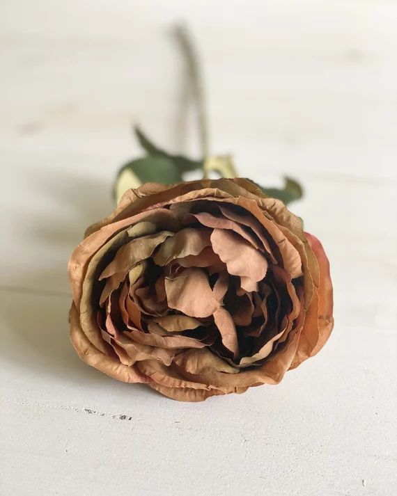 Rust Peony - Garden Rose - Fall Flower - Fall - Rust - Flower Arranging - Faux Flower | Etsy (US)