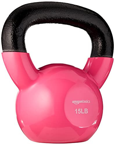 Amazon Basics Vinyl Kettlebell, 15 pound, Pink | Amazon (US)
