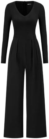 PRETTYGARDEN Womens Fall One Piece Long Sleeve Jumpsuit | Stretchy Ribbed Knit, Fashion Deep V Ne... | Amazon (US)