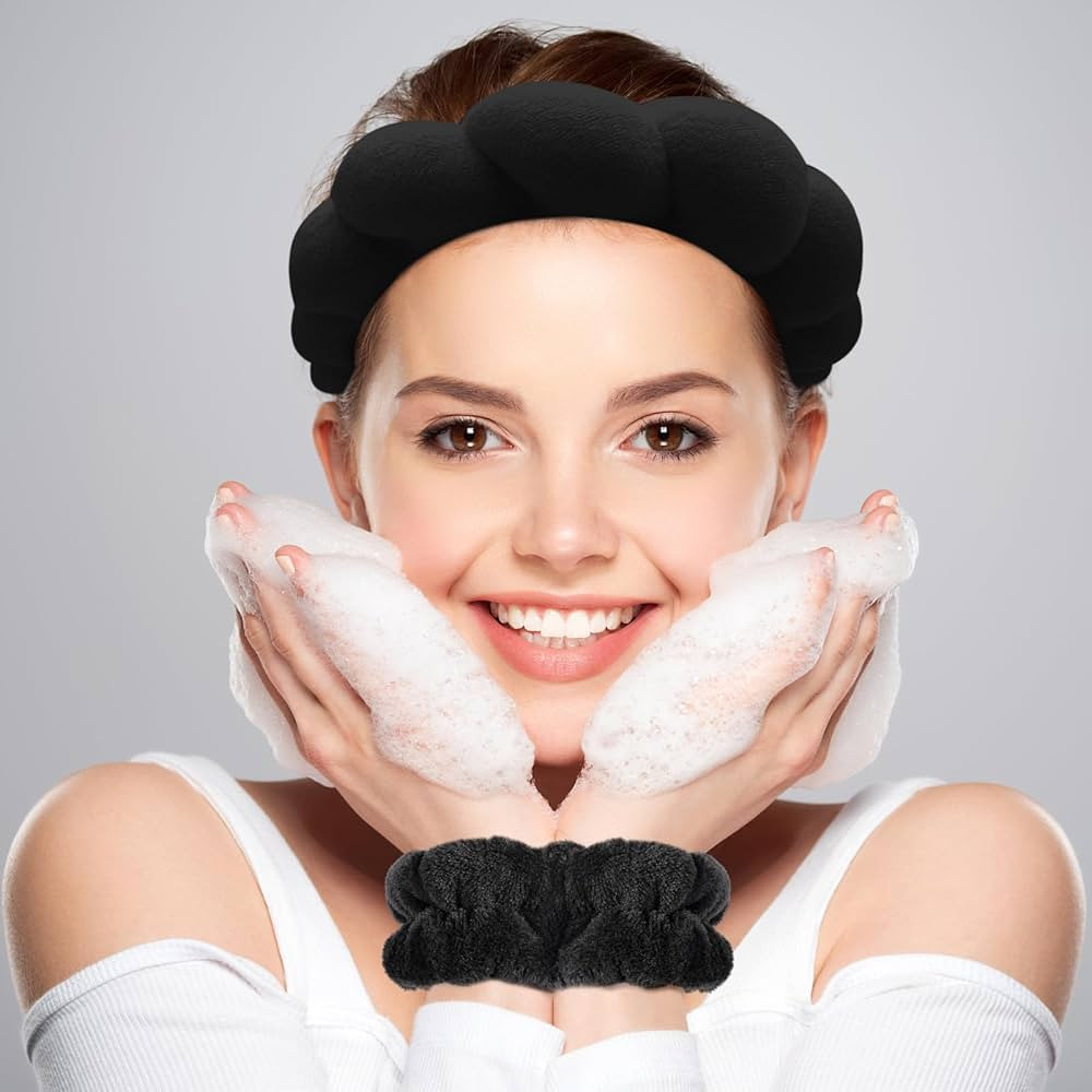 Zkptops Spa Headband for Washing Face Wristband Sponge Makeup Skincare Headband Terry Cloth Bubbl... | Amazon (US)