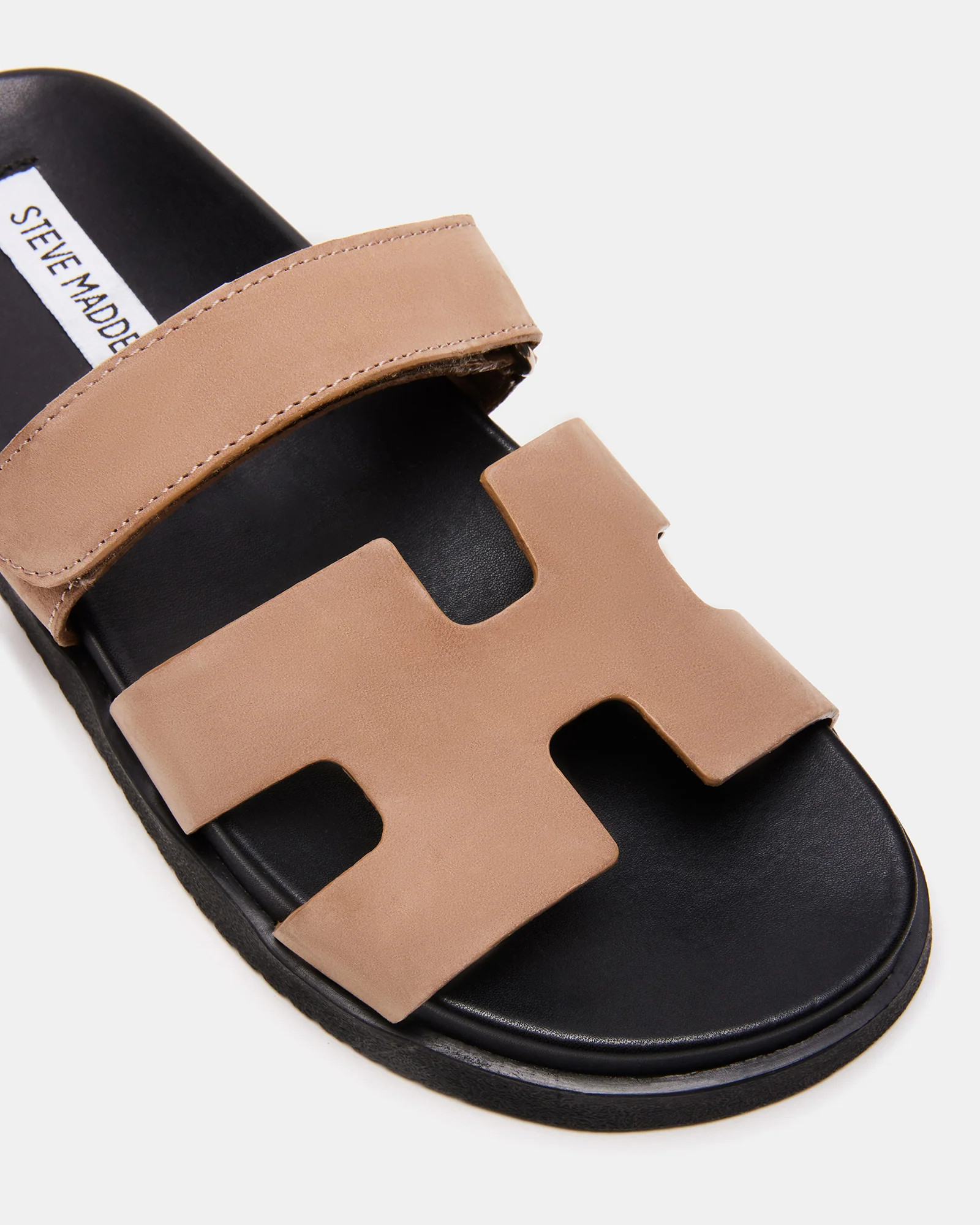 MAYVEN Tan Nubuck Flatform Slide Sandal | Women's Sandals | Steve Madden (US)