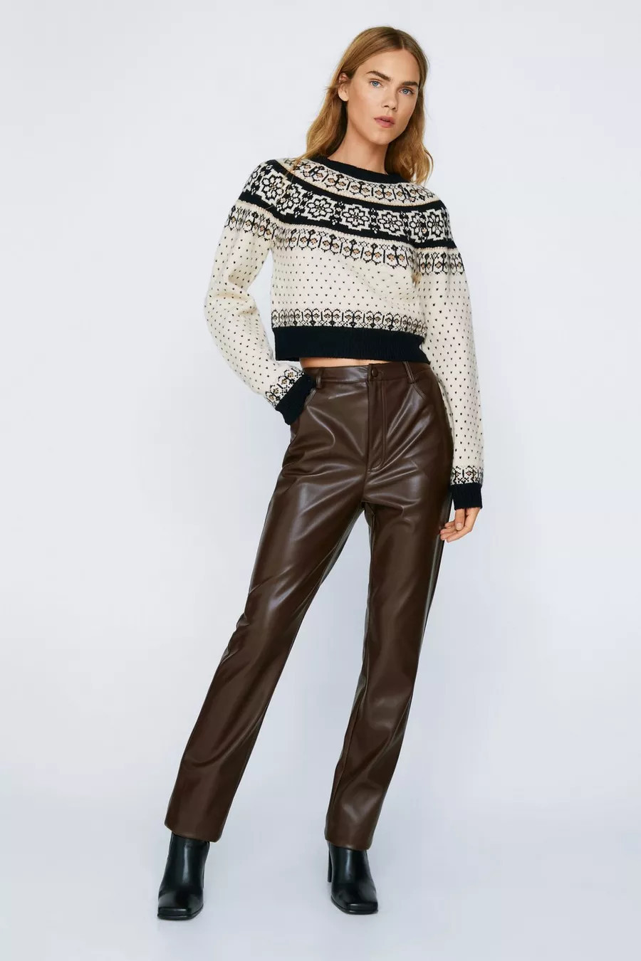 Faux Leather Slim Fit Straight Leg Pants | Nasty Gal (US)