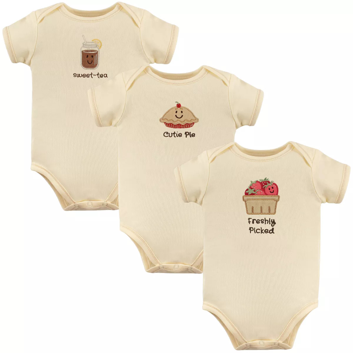 Touched by Nature Organic Cotton Bodysuits 3pk, Strawberries | Target
