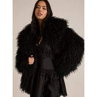 Wide Collar Faux Fur Jacket in Black | Torrid (US & Canada)