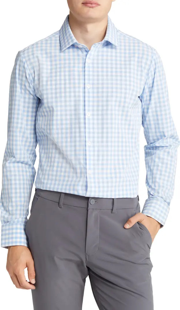 Men's Leeward Trim Fit Gingham Performance Button-Up Shirt | Nordstrom